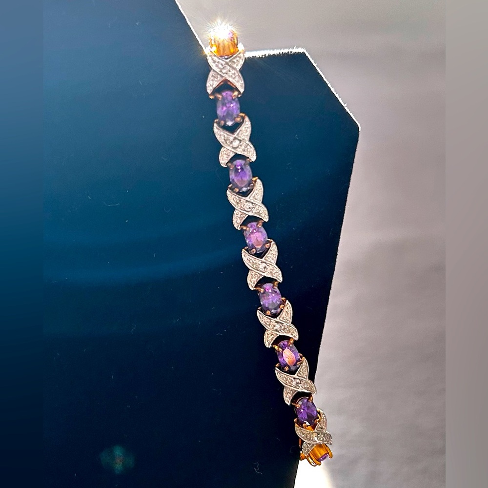 Diamond Bracelet with Purple Stones
